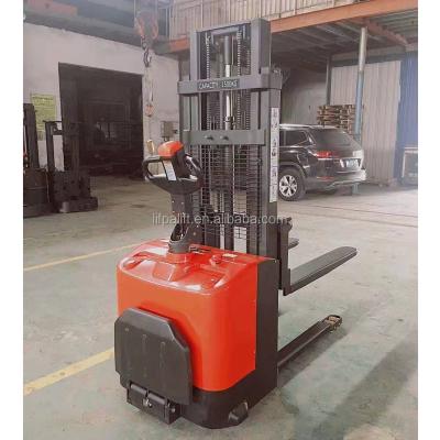 China Building Material Shops 1500kg Fully Rack-on Battery Electric Powered Stacker For Sale for sale