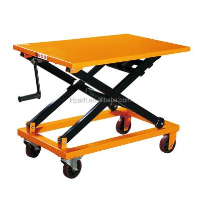 China Machinery Repair Shops 500kg Portable Manual Crank Lift Table Scissor Platform for sale