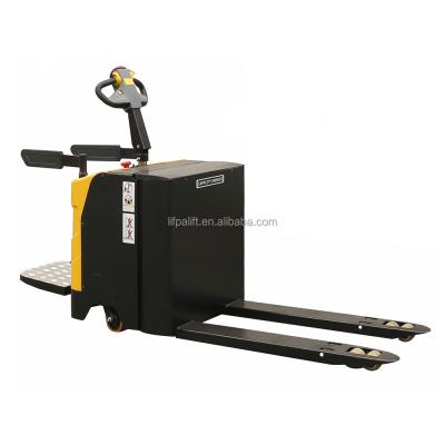 China Construction Material Stores 2000kg Rider Lift Pallet Jack Battery Powered Electric Truck for sale