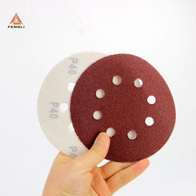 China Durable For Aluminum Oxide Gold Self Adhesive Abrasive Wood Fiber Wood Grinding Polishing Sanding Paper Disc for sale