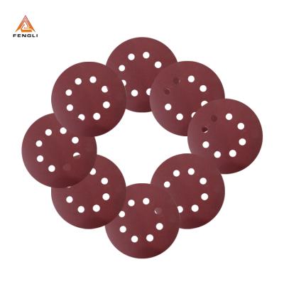 China Durable 5Inch 8holes Flocking Dryer Sanding Sandpaper / Emery Paper 60 To 1200 Grit Sandpaper For Sanding&Polishing for sale