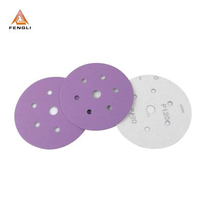 China Durable 6 Inch Purple Multi-holes Sanding Disc For Automotive Turning for sale