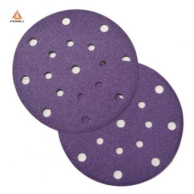 China Durable 125mm Green And Purple Sandpaper Base Film Sanding Disc For Car for sale