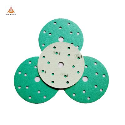 China Durable Polyester Film Green Color Sanding Disc With Holes for sale