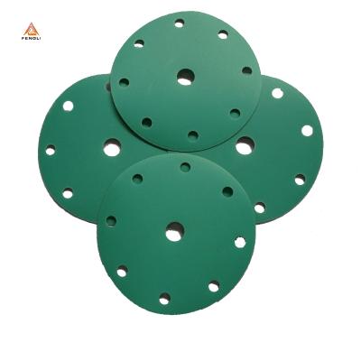 China Durable 150mm Hook And Loop Green Film Backing Sanding Discs for sale