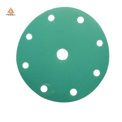 China Durable 5 Inch 125mm 60#-2000# Grinds 8 Hole Sandpaper Hook & Loop Green Polyester Film Fiber Sanding Discs for sale