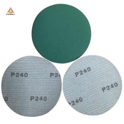 China 6 Inch Grit 80 Polyester Film Durable Green Wet Grinding Sanding Disc With 17 Holes For Car Paint for sale