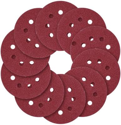 China Durable 5 Inch 8 Hole Hook And Loop Discs Adhesive Sandpaper Sandpaper For Random Orbital Sander 40 60 80 120 180 240 320 Grit for sale