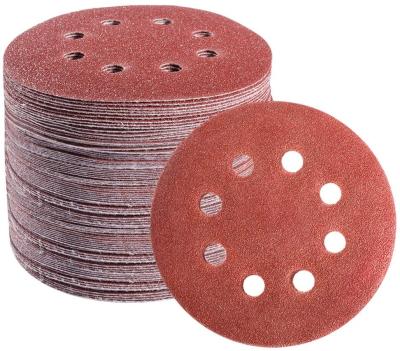 China Durable 5-Inch 8-Hole Hook and Loop Sanding Discs, 40/80/120/240/320/600/800 grit sandpaper assorted grit for sale