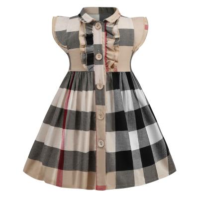 China New Design 100%cotton Girls Breathable Boutique Kids Clothing Girls Plaid Dress 3T-7 for sale