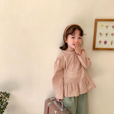 China High Quality Breathable Kids Autumn Girls Clothing 100%Cotton Gingham Plaid Kids Shirts Blouses for sale