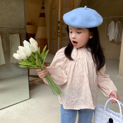 China Breathable 100%Cotton Kids Girls Long Sleeve Shirts Kids Floral Print Blouses for sale