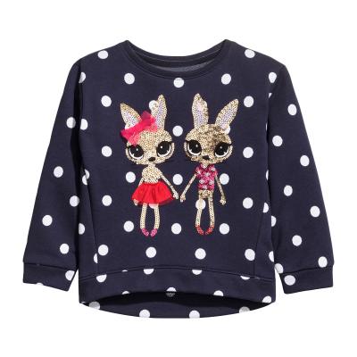 China Breathable Toddler Girls Sweater Dot Print Sequin Children's Autumn Spring Clothes O Neck Children's Sweatshirt for sale