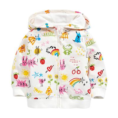 China Breathable Cute Print Design Kids Girls Sleeveless Long Sleeve Outfit Cotton Kids Zipper Hoodie Sweatshirt for sale