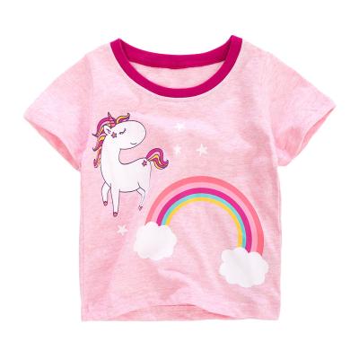 China Kids Girls Summer T-shirts Cotton Shorts Sleeves Cartoon Printing Breathable Popular T-shirt for sale