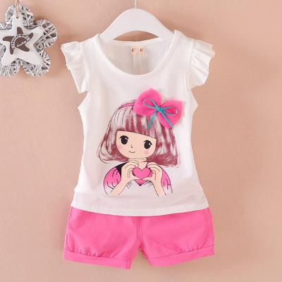 China Wholesale Casual Kids Girls Clothes Set Cute Summer Babies Clothing Suit 2 Piece Sets for sale