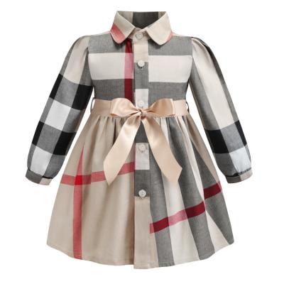 China 2021 Autumn New Arrival Children Girls Boutique Dress Cotton Breathable Plaid Dress For 3T-8 for sale