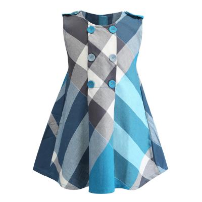 China Washable children's clothing boutique European and American girls style 100%Cotton plaid sleeveless dress for sale