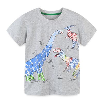 China Hot Sale Kids Boys Summer Loungewear 100%cotton Cartoon Print Anti-Shrink T-Shirt For 2T-7 Years for sale