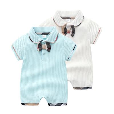 China High Quality Short European Style Baby Clothing Boutique Sleeeves Babies Romper With Bow Tie for sale