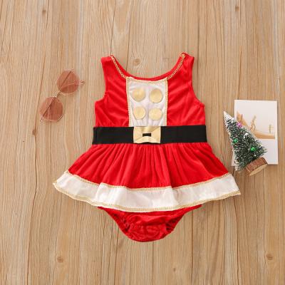 China Sleeveless Velvet Romper Christmas Style Unisex Baby Clothes Jumpsuit For Baby Boy And Girls for sale