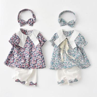 China High Quality Casual Infant Floral Dress Baby Summer Clothes Toddler Legging Sets 3pcs Sets for sale