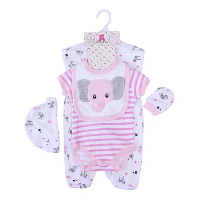 China Wholesale Breathable 100% Cotton Baby Clothes Sets For Boys And Girls Newborn Infant Baby Girls Romper 5 Piece Set for sale