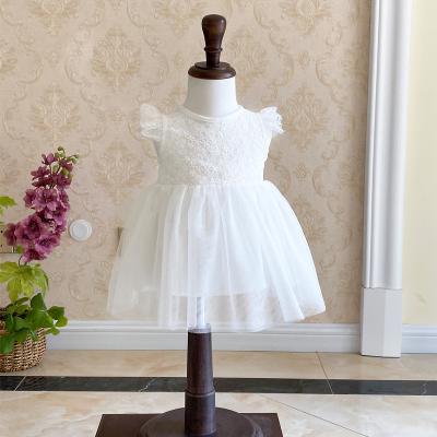 China Washable Babies Clothing Boutique White Baby's Birthday Party Lace Dress For 0-24M for sale