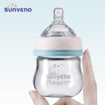 China Sunveno 80ml BPA Free Baby Feeding Nursing Bottle Mini Feeding Nursing Bottle BPA Free Safe Newborn Feeder Glass for sale