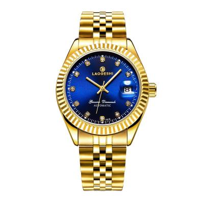 China Gold Watch Men's Fashion Product Day/Date Time LAOGESHI Mechanical Skeleton Wrist Watch For Wholesalers for sale