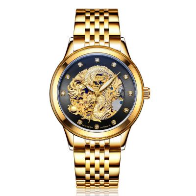 China Black and Gold Water Resistant Watch Men's Automatic Wrist Watches Dropshipping Luxury Chinas Dragon Watch Automatic Wristwatches for sale