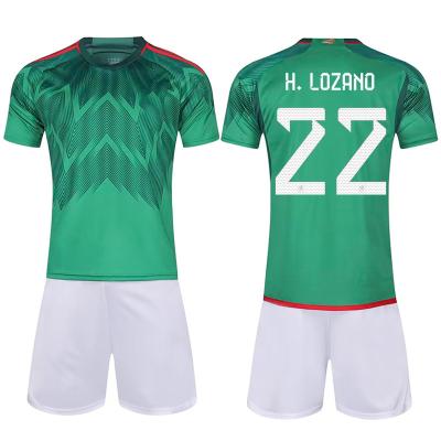 China Sets Wholesale 2022 Mexico World Cup Soccer Jerseys Men Set Home White Shirts Team Uniform Kit Sets National Football Green Away for sale