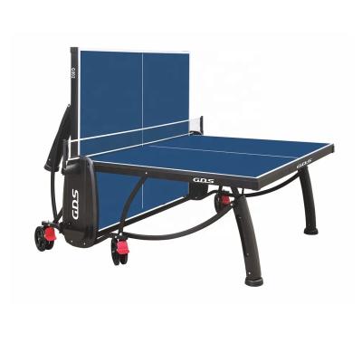 China Latest Design MDF+Steel Factory Produced Indoor Ping Pong Table High Quality Ping Pong Table With Racket Rack for sale