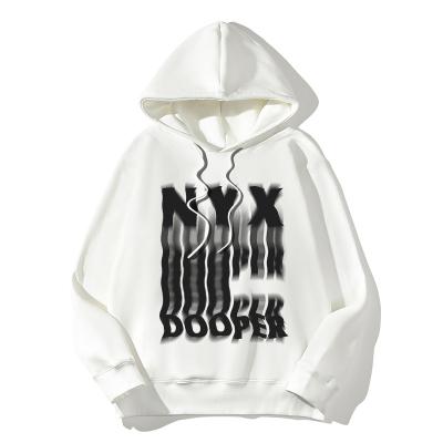 China Anti-wrinkle American high street fuzzy letter print loose large size heavy couple hoodie for men and women for sale