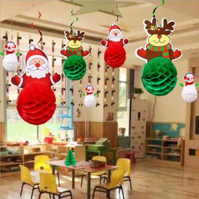 China PET Christmas New Year Decoration Christmas Decoration Honeycomb Spiral Hanging New Year Decoration for sale