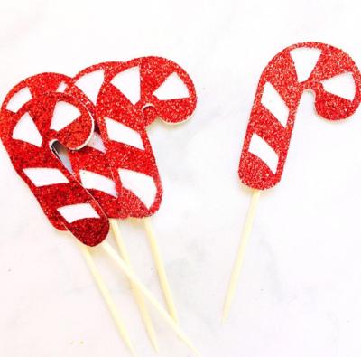 China Paper Cupcake Picks Christmas Mini Disposable Cake Sticks Christmas Sticks Cake Topper for sale