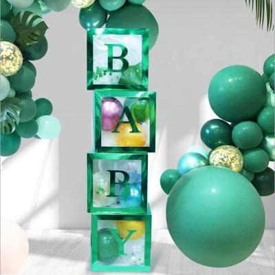 China Transparent Green PVC+Paper Balloon Box Baby Shower Letter Box Baby Birthday Party Decoration Supplies Props for sale