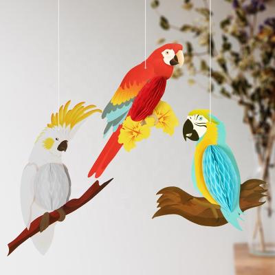 China Creative Modern Wholesale Europe Parrots Honeycomb Ornament Bird Decor Summer Theme Hawaii Party Hanging Decoration for sale