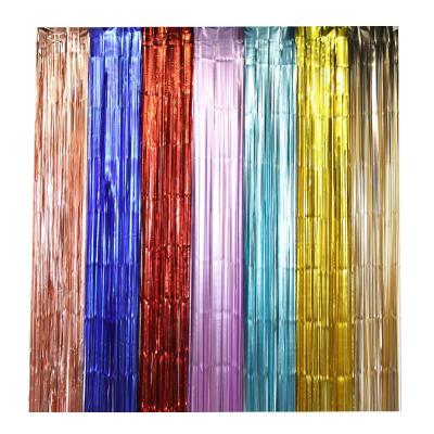 China Wholesale PET Party Decor Backdrop Tinsel Fringe Metallic Foil Matte Curtain for sale