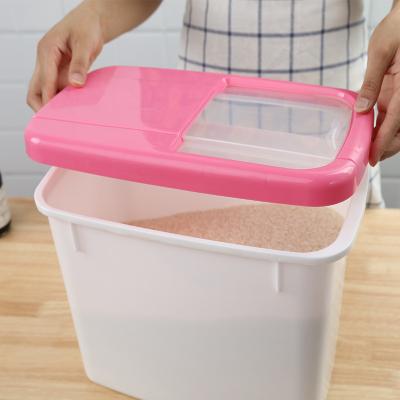 China 20lbs Food Grade PP Grain Bin Container 10kg Cereal Rice Keeper Container 3 Size Large Plastic Cereal Dispenser Bucket for sale