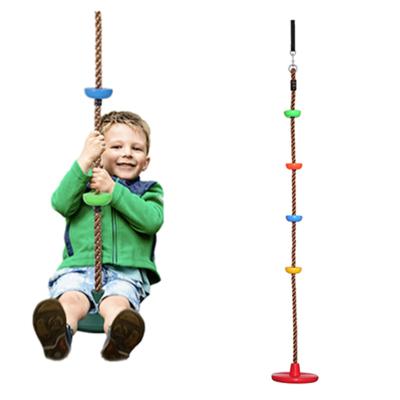 China Plastic Kids Swing With Rope Climbing Platforms Tree Swings For Kids Outdoor Playground With Hanging Strap Colorful Disc Swing for sale