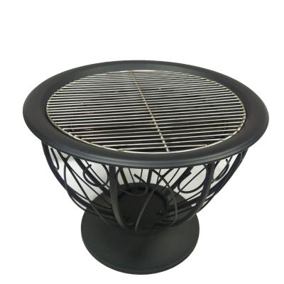 China High Quality Easily Assembled Round Metal Laser Cut Barbecue Grills Outdoor Portable Wood Charcoal BBQ Burning Grills for sale