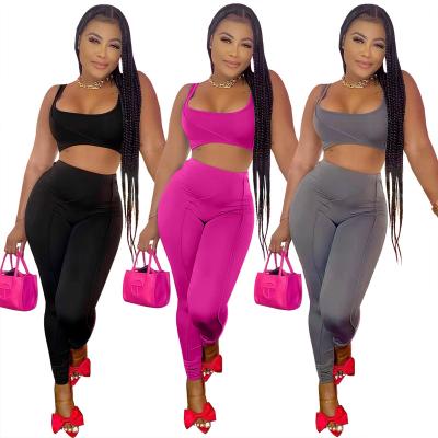 China New Hot Selling Women's Solid Color Urban Casual Tight Suit QUICK DRY Two Piece Set for sale