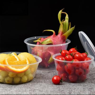 China Black Or Clear Round Disposable Food Storage Container Boxes Food Delivery Microwavable Plastic Bento for sale