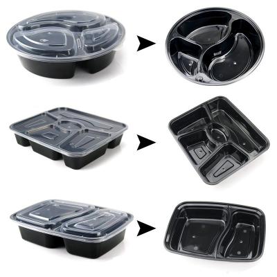 China Rectangle Minimalist Leak Proof 5 Capacity Food Container Multi Container Microwave Disposable Plastic Food Safe Take Out Box for sale