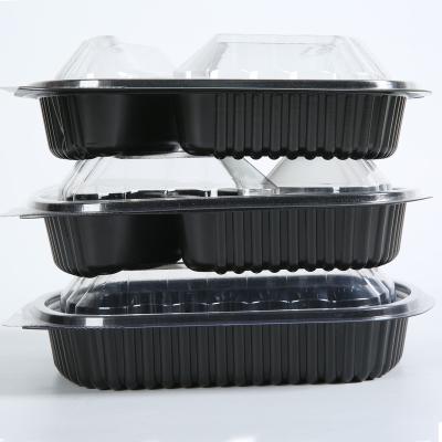 China Custom Disposable Food Grade Blister Packing Black Disposable Microwavable Lunch Box For Sale for sale