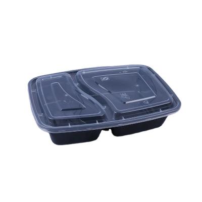 China 6828 Disposable Food Bowl Layout PP Plastic Disposable Food Bowl 2 Rectangular Compartment for sale