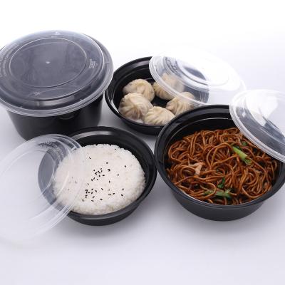 China heatable plastic black disposable sealed food container with LIDS microwave food container with logo for sale