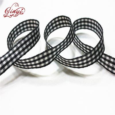 China Single Gingham Ribbon Tatuo Face Taffeta Plaid Wide Ribbon 3/8 inch X 100 yards per spool ribbons for sale