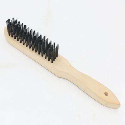 China Good Quality 4*16 Handle Cleaning Steel Wire Brush Wood Black Wire for sale